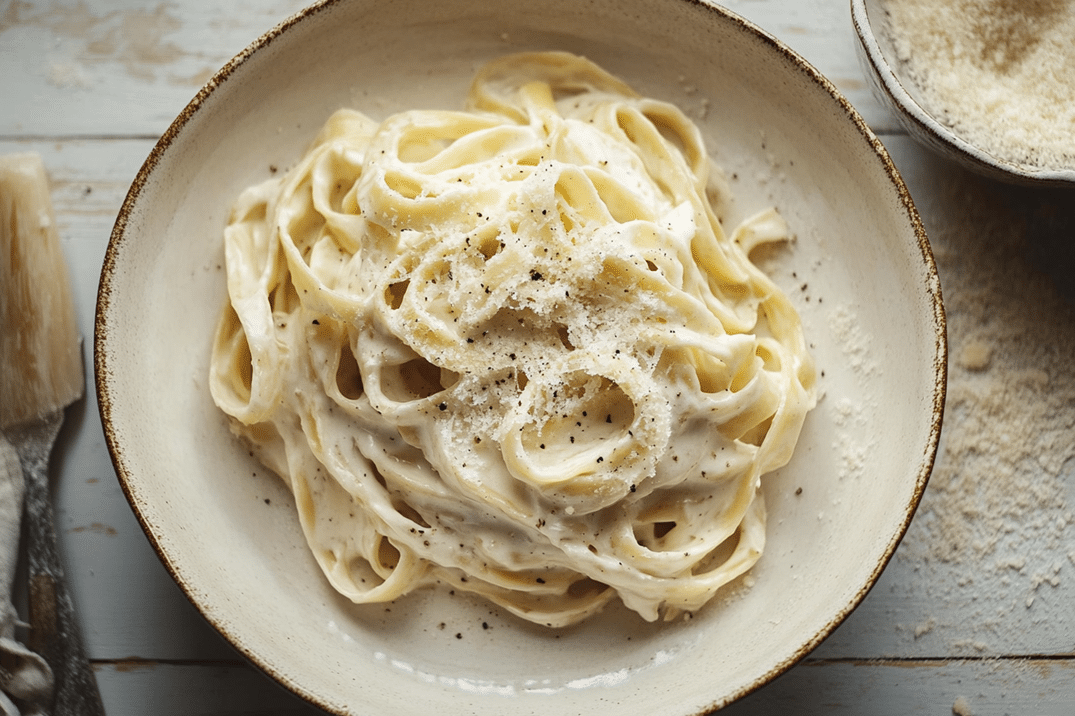 A homemade Alfredo Pasta