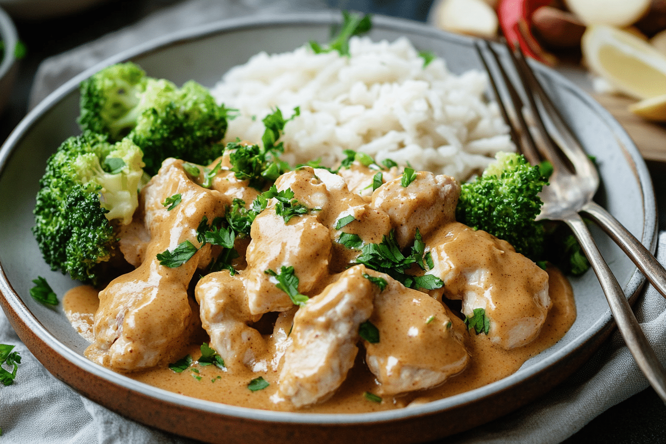 Chicken and Peanut Butter plate ready to be served