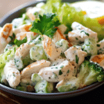 A bowl of Chunky Chicken Salad.