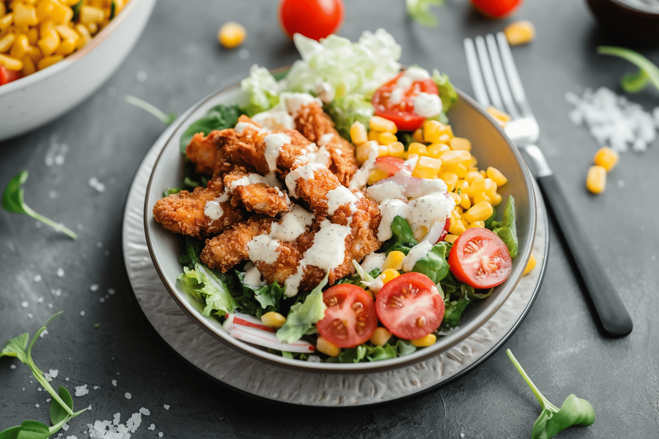 A portion of Fried Chicken Salad.