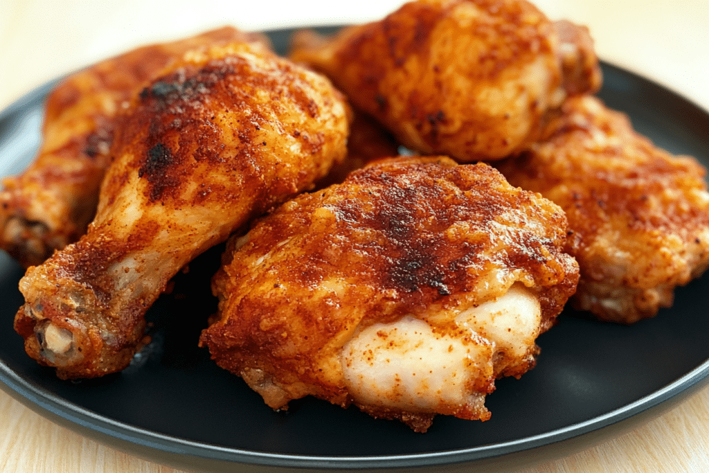 A close-up of juicy, spice-rubbed Kickin’ Chicken.