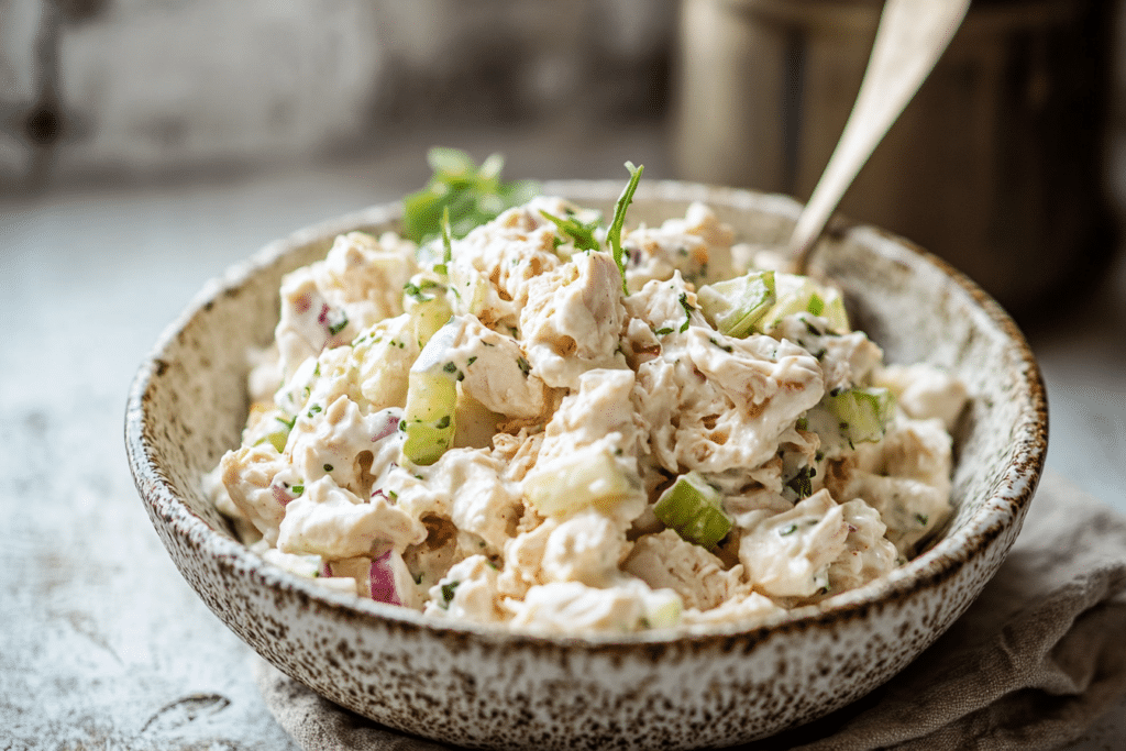 A freshly prepared Plain Chicken Salad.