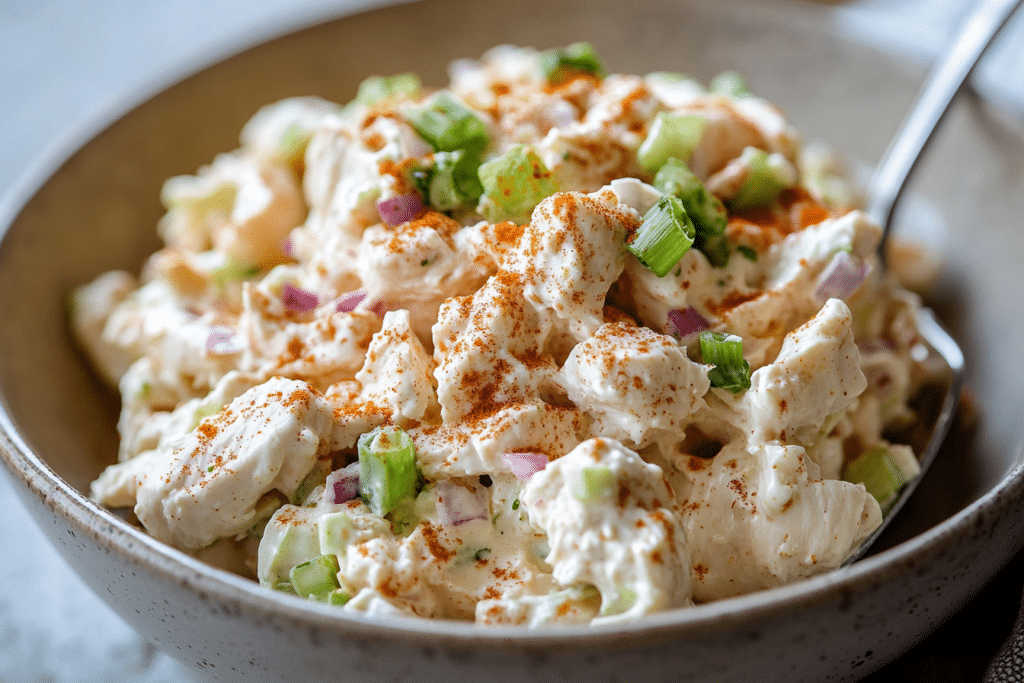 A plate of Plain Chicken Salad.. a healthy meal.