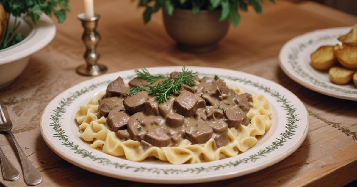 Traditional beef stroganoff recipe