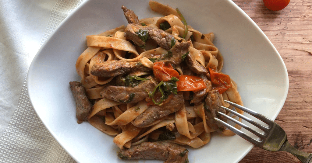 Venison steak pasta