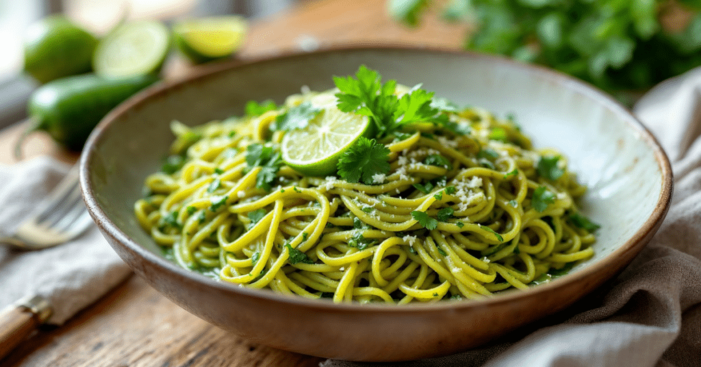 Poblano pasta with cream cheese