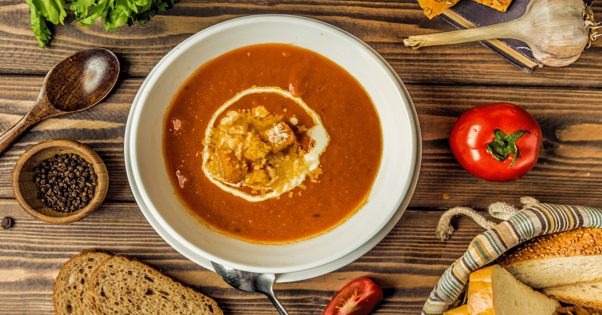 What are the ingredients in Sysco Red Pepper Gouda soup?