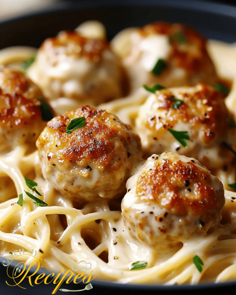 Garlic Butter Chicken Bites With Creamy Parmesan Pasta 2 Bowl of spaghetti with creamy sauce and Butter Chicken Bites